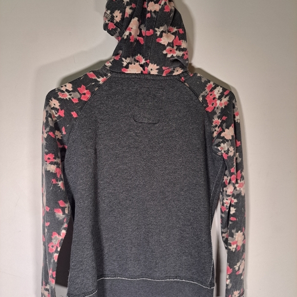 Aeropostle XS zip up hoodie grey with floral arms and hood - Picture 7 of 9